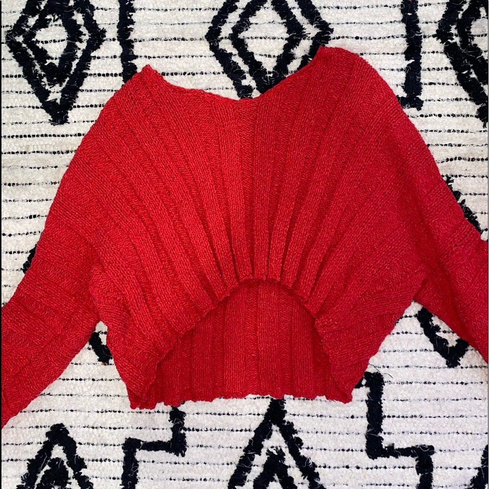 Red Flare Sleeve Sweater